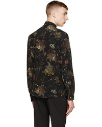 Versus Black Green Patterned Anthony Vaccarello Edition Shirt