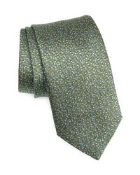 David Donahue Solid Silk Tie In Olive At Nordstrom