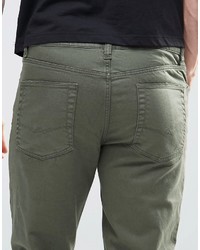 Asos Brand Skinny Jeans In Dark Khaki