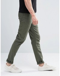 Asos Brand Skinny Jeans In Dark Khaki