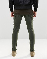 Asos Brand Super Skinny Jeans With Cargo Pockets In Khaki