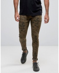 Asos Extreme Super Skinny Jeans In Camo