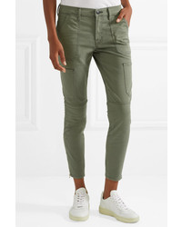 J Brand Cropped Stretch Cotton Blend Twill Skinny Pants