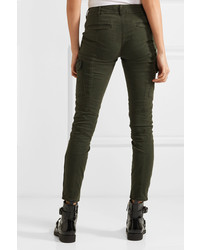 J Brand Houlihan Cropped Stretch Cotton Twill Skinny Pants Army Green