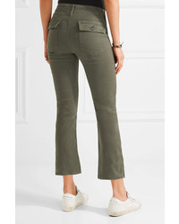 The Great The Army Nerd Cropped Stretch Twill Skinny Pants Army Green