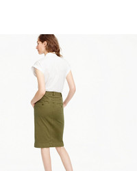 J.Crew Button Front Gart Dyed Skirt In Stretch Twill