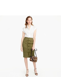 J.Crew Button Front Gart Dyed Skirt In Stretch Twill
