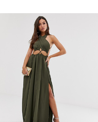 ASOS DESIGN Maxi Dress With Cross Neck And Cut Out Waist Detail