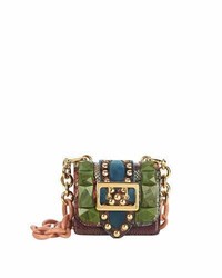 Burberry Bridle Baby Ruffled Snakeskin Shoulder Bag Turquoise Green