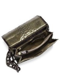 Nancy Gonzalez Medium Sable Fur Python Crocodile Flap Chain Shoulder Bag