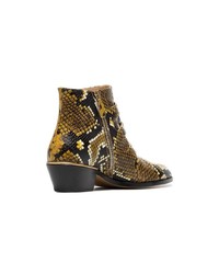 Chloé Yellow And Black Susanna 30 Python Print Leather Boots Unavailable
