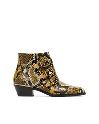 Chloé Yellow And Black Susanna 30 Python Print Leather Boots Unavailable