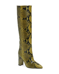 Olive Snake Leather Knee High Boots