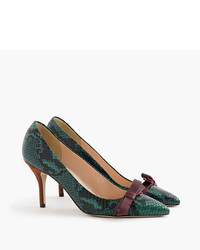 J.Crew Colette Bow Pumps In Snakeskin Printed Leather