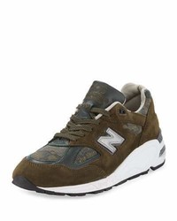 New Balance 990 Distinct Leather Suede Sneaker Green Olive