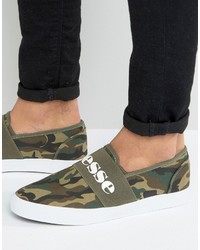 Ellesse Canvas Sneakers With Strap In Camo
