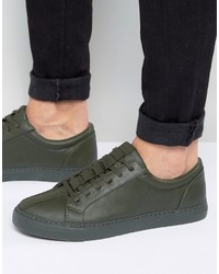 Asos Lace Up Sneakers In Khaki With Military Detailing
