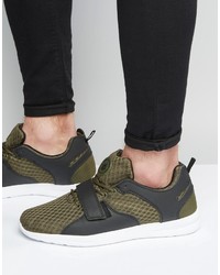Pull&Bear Sneakers In Khaki With Velcro Strap