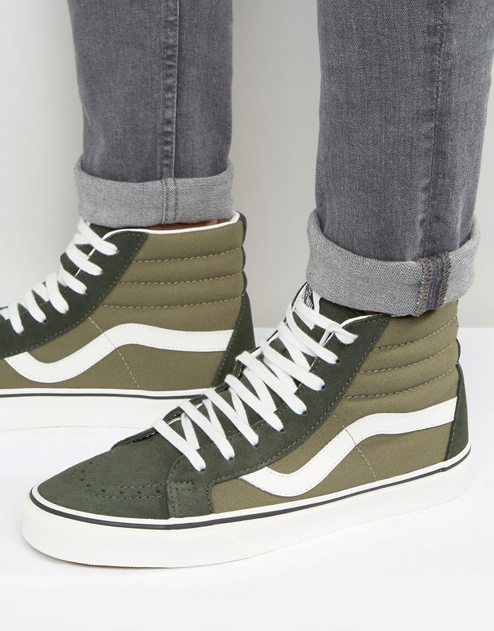 olive green low top vans