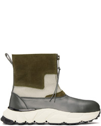 Undercoverism Gray Leather Zip Up Boots