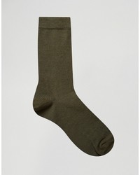 Asos Brand Socks In Khaki 5 Pack