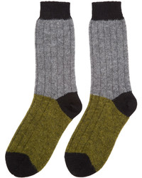 Haider Ackermann Grey Khaki Alpaca Socks