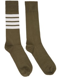 Thom Browne Khaki 4 Bar Socks