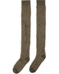 Sacai Khaki Faux Shearling Socks