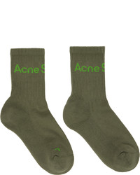 Acne Studios Khaki Logo Socks