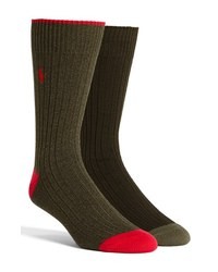 Polo Ralph Lauren Ribbed Socks Dark Olive One Size