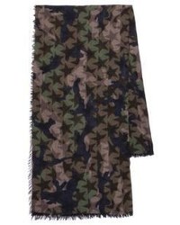 Valentino Camouflage Stars Cashmere Silk Scarf