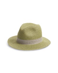 Nordstrom Packable Colorblock Braided Paper Straw Panama Hat In Olive Combo At