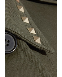 Valentino Studded Cotton Gabardine Jacket Army Green