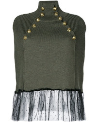 RED Valentino Lace Trim Studded Knitted Top