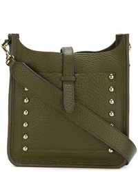 Olive Studded Leather Crossbody Bag