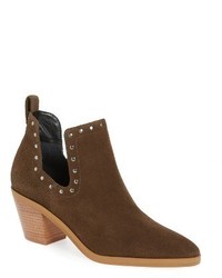Olive Studded Suede Ankle Boots