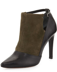 Derek Lam 10 Crosby Casia Two Tone Textured Ankle Bootie Black Olive