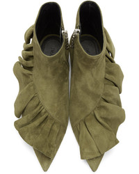 J.W.Anderson Jw Anderson Green Suede Ruffle Boots