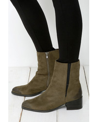 Qupid Let It Be Chic Khaki Pointed Mid Calf Boots