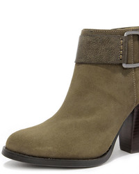 Kensie Masola Olive Suede Leather Ankle Boots
