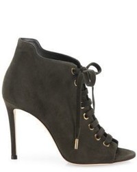 Jimmy Choo Mavy Suede Peep Toe Lace Up Booties