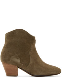 Isabel Marant Olive Suede Dicker Ankle Boots