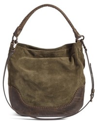 Frye Melissa Suede Whipstitch Leather Hobo