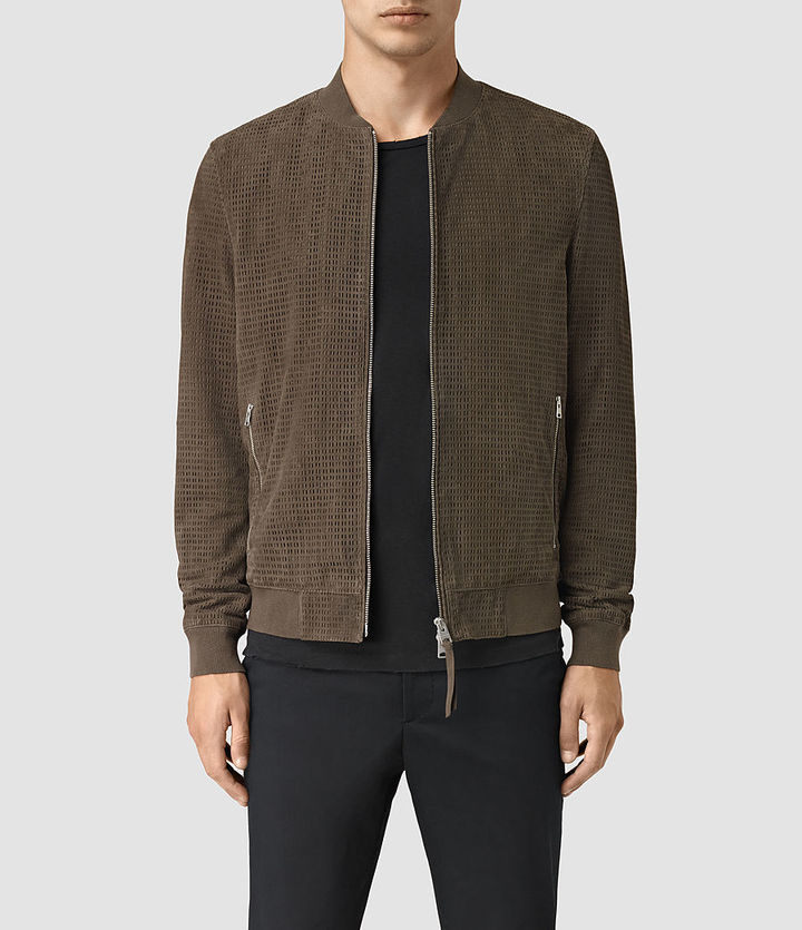 AllSaints Lynott Perforated Suede Bomber 540 AllSaints Lookastic