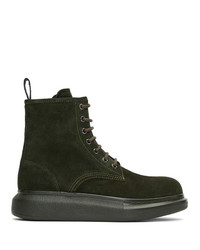 Alexander McQueen Green Suede Lace Up Boots