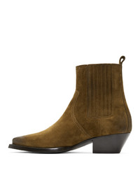 Saint Laurent Brown Suede Lukas Chelsea Boots