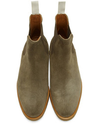 Common Projects Green Waxed Suede Chelsea Boots