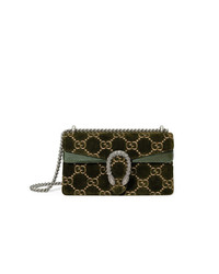 Gucci Green Dionysus Gg Small Velvet Shoulder Bag