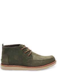 Toms Tarmac Olive Suedefull Grain Leather Chukka Boots