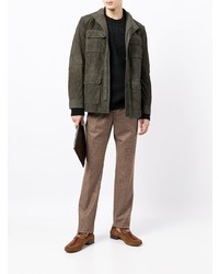 Man On The Boon. Multiple Pocket Suede Jacket